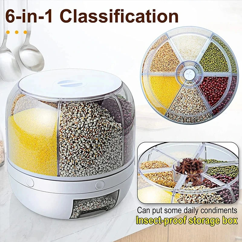 Kitchen Storage Box Rice Dispenser – Reusable Moisture-Proof Food Grade Plastic Storage Container for Rice & Grains
