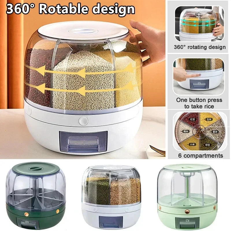 Kitchen Storage Box Rice Dispenser – Reusable Moisture-Proof Food Grade Plastic Storage Container for Rice & Grains