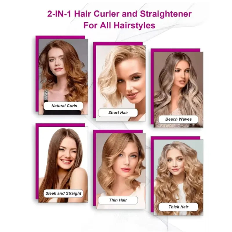 Professional 2-in-1 straight plate without damage to hair dry and wet hair straightener and hair dryer negative ion styling tool