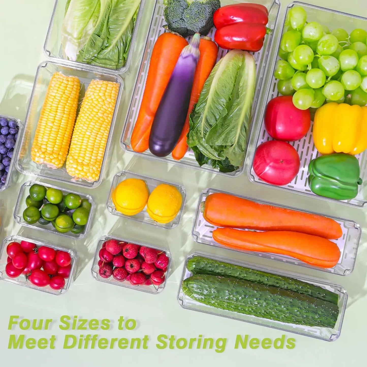 New Refrigerator Organizer Bin Stackable Fridge Food Storage Box With Handle Clear Plastic Pantry Food Freezer Organizer Tool