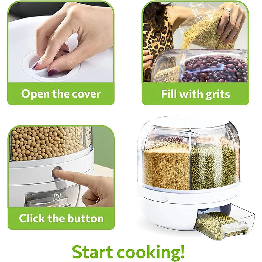 Kitchen Storage Box Rice Dispenser – Reusable Moisture-Proof Food Grade Plastic Storage Container for Rice & Grains
