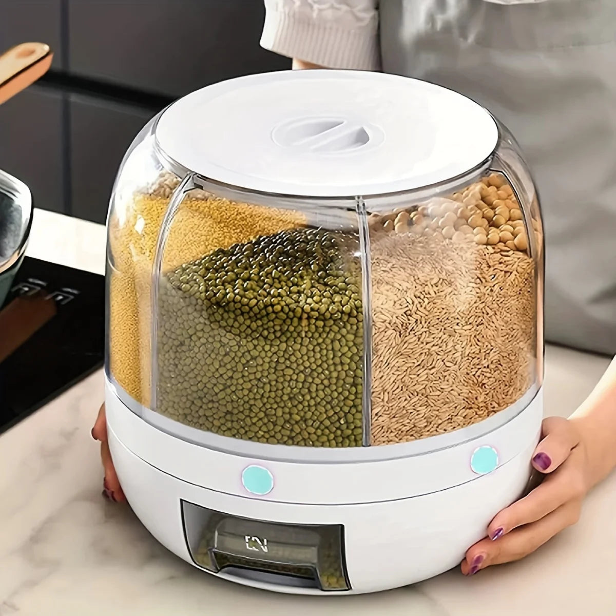 Kitchen Storage Box Rice Dispenser – Reusable Moisture-Proof Food Grade Plastic Storage Container for Rice & Grains