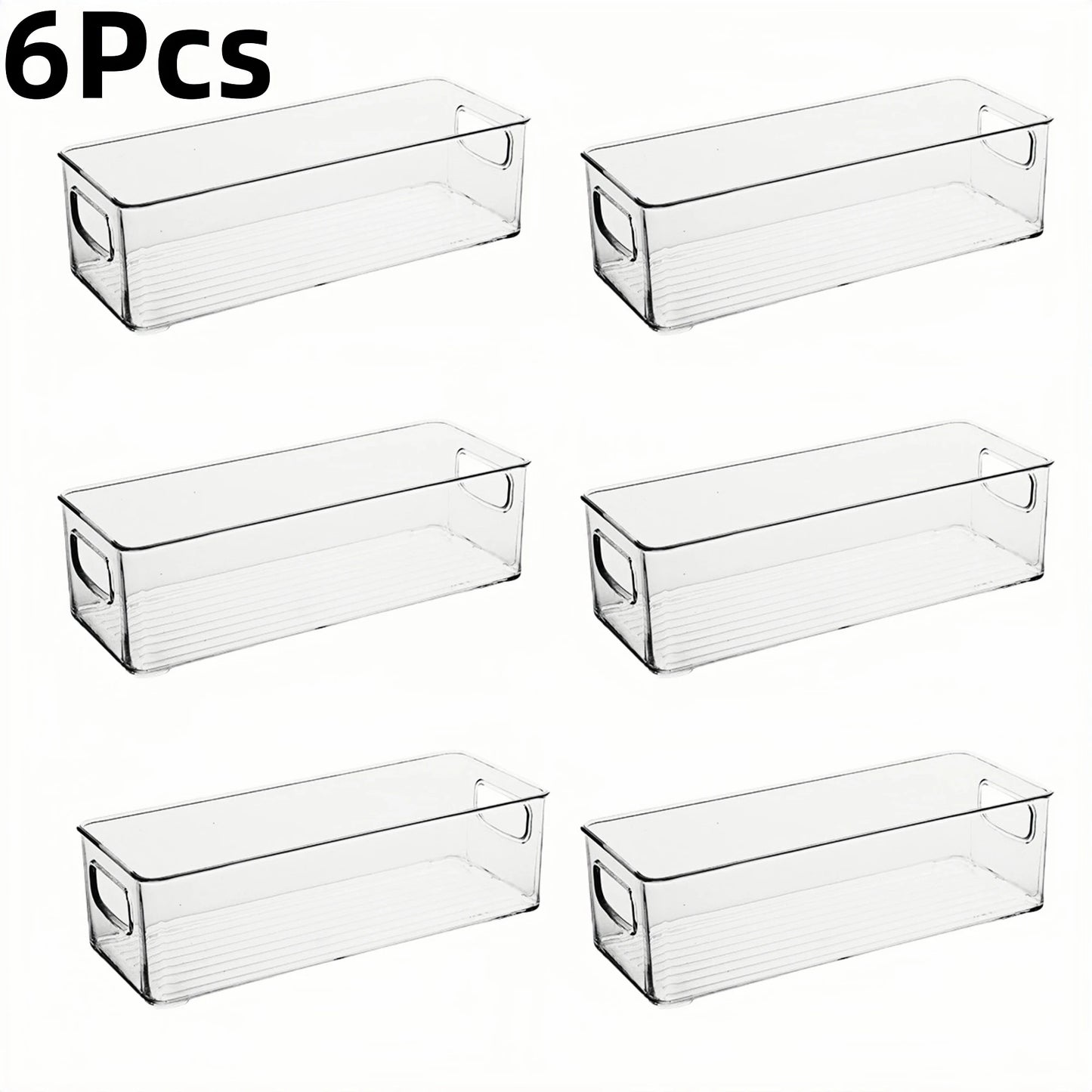 6Pcs Refrigerator Organizer Bins,Multi Functional Stackable Fridge Food Storage Box,With Handle, for Kitchen Food Drinks Storage