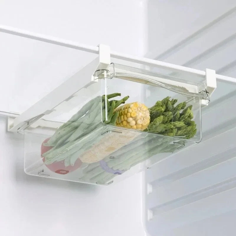 1/2pcs Fridge Organizer Fruit Egg Refrigerator Storage Box Under-shelf Drawer Fresh-keeping Kitchen Fridge Organizer