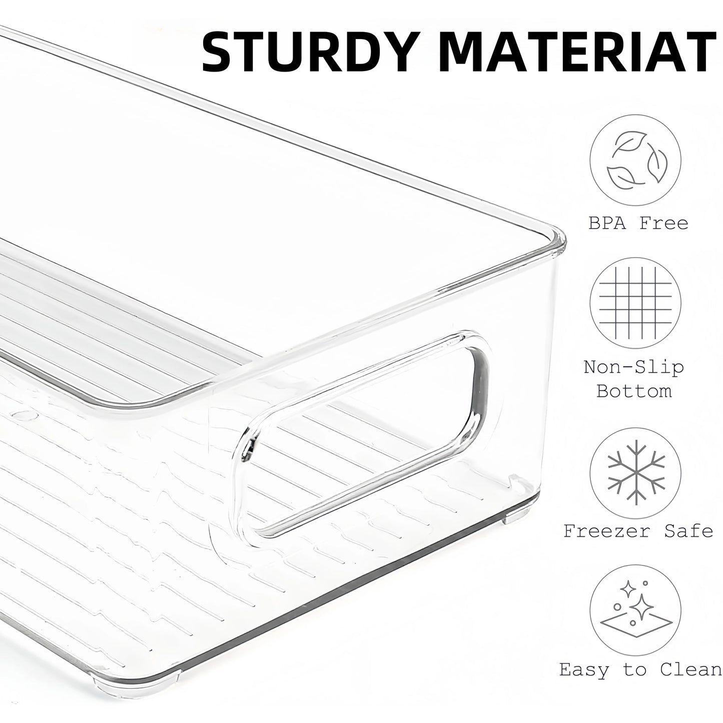 6Pcs Refrigerator Organizer Bins,Multi Functional Stackable Fridge Food Storage Box,With Handle, for Kitchen Food Drinks Storage