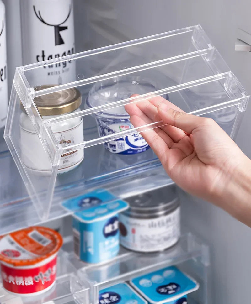 Refrigerator Organizers Storage Rack Fridge Layered Separator Shelves Transparent Desktop Stand Save Space Kitchen Accessories