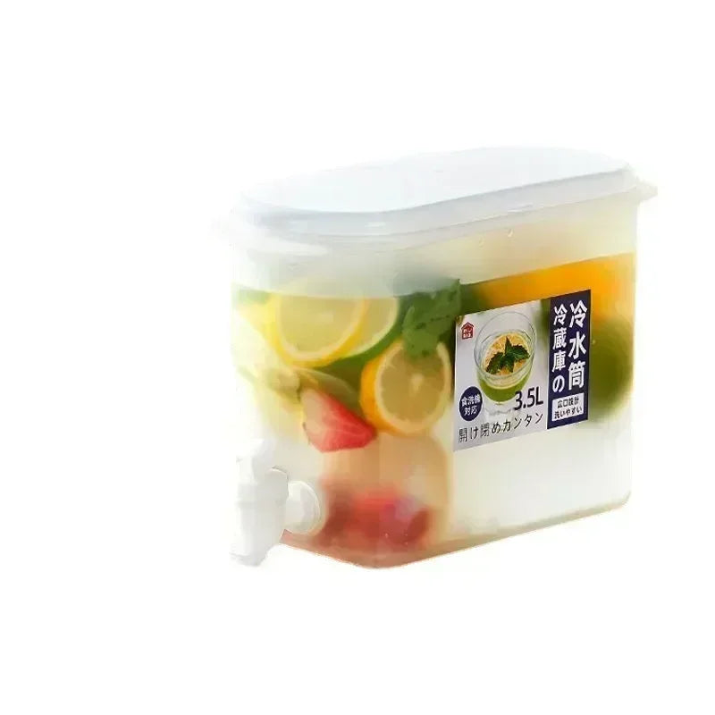 3.5L Large Water Dispenser Fridge Beverage Drink Dispenser Plastic Jug with Spigot for Fridge Party Iced Drink