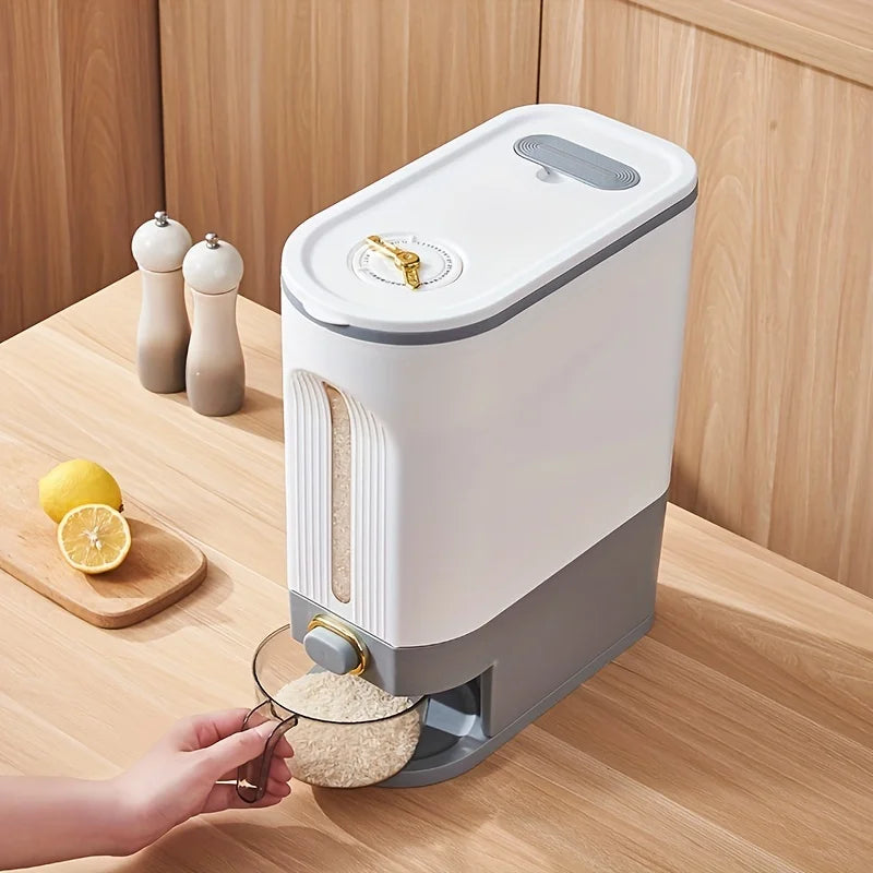 Airtight Rice Storage Container 22lbs Moisture-Proof Large Capacity Rice Dispenser with Measuring Cup for Kitchen Cereals Grains