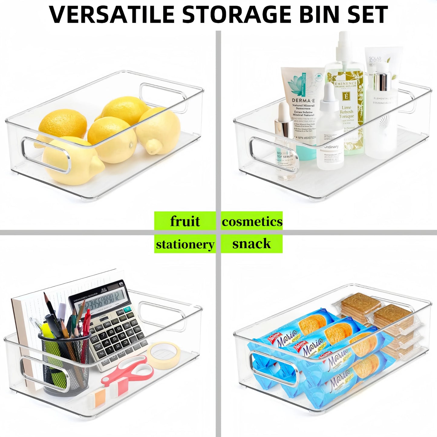 6Pcs Refrigerator Organizer Bins,Multi Functional Stackable Fridge Food Storage Box,With Handle, for Kitchen Food Drinks Storage
