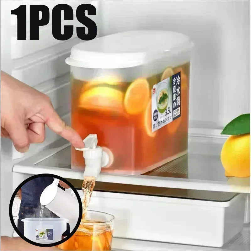 3.5L Large Water Dispenser Fridge Beverage Drink Dispenser Plastic Jug with Spigot for Fridge Party Iced Drink