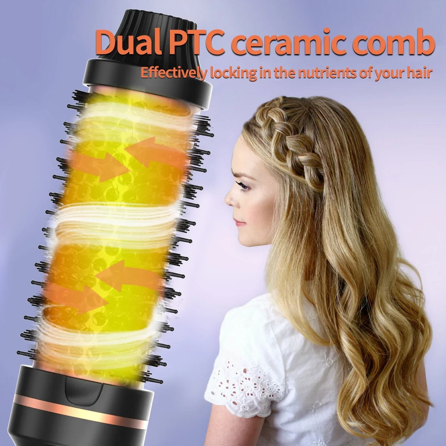 3 in 1 Heating Curling Iron Ceramic Heated Round Brush Electric Hair Straightener Brushs Professional Styling Tool