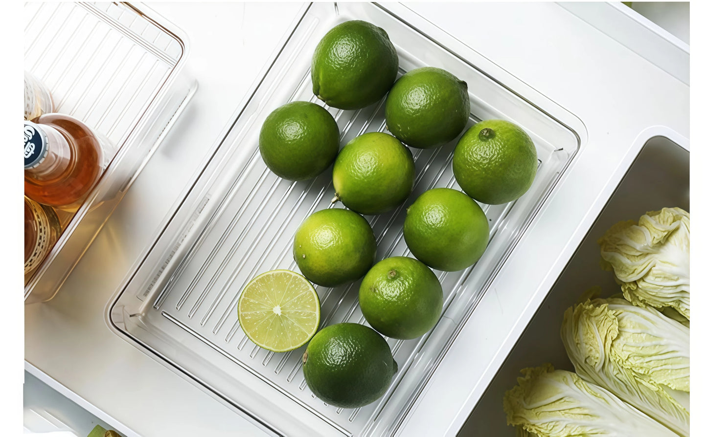 6Pcs Refrigerator Organizer Bins,Multi Functional Stackable Fridge Food Storage Box,With Handle, for Kitchen Food Drinks Storage