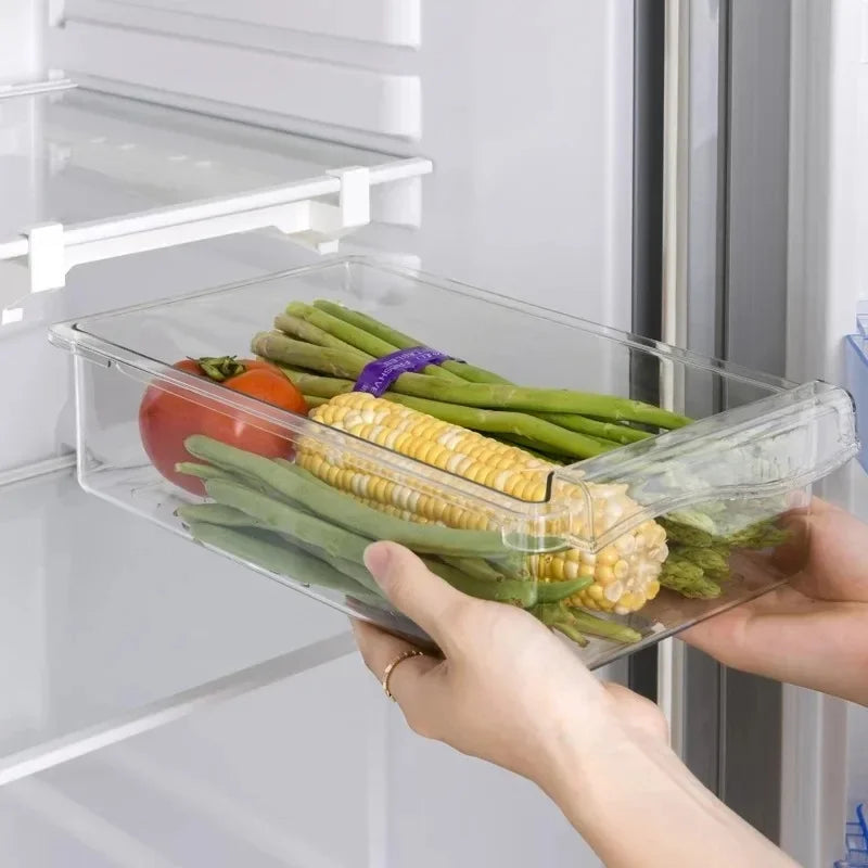 1/2pcs Fridge Organizer Fruit Egg Refrigerator Storage Box Under-shelf Drawer Fresh-keeping Kitchen Fridge Organizer