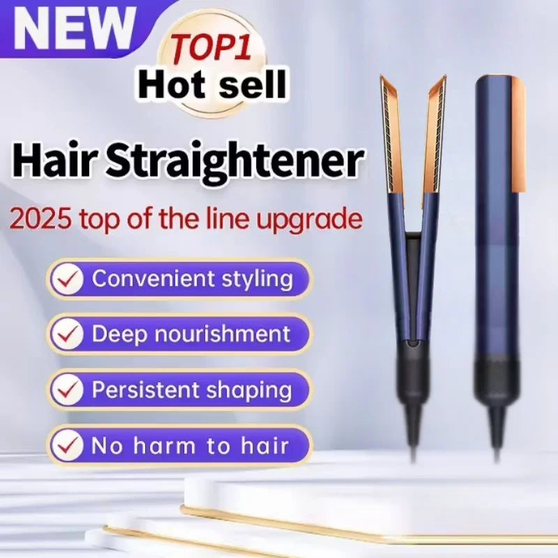 Professional 2-in-1 straight plate without damage to hair dry and wet hair straightener and hair dryer negative ion styling tool