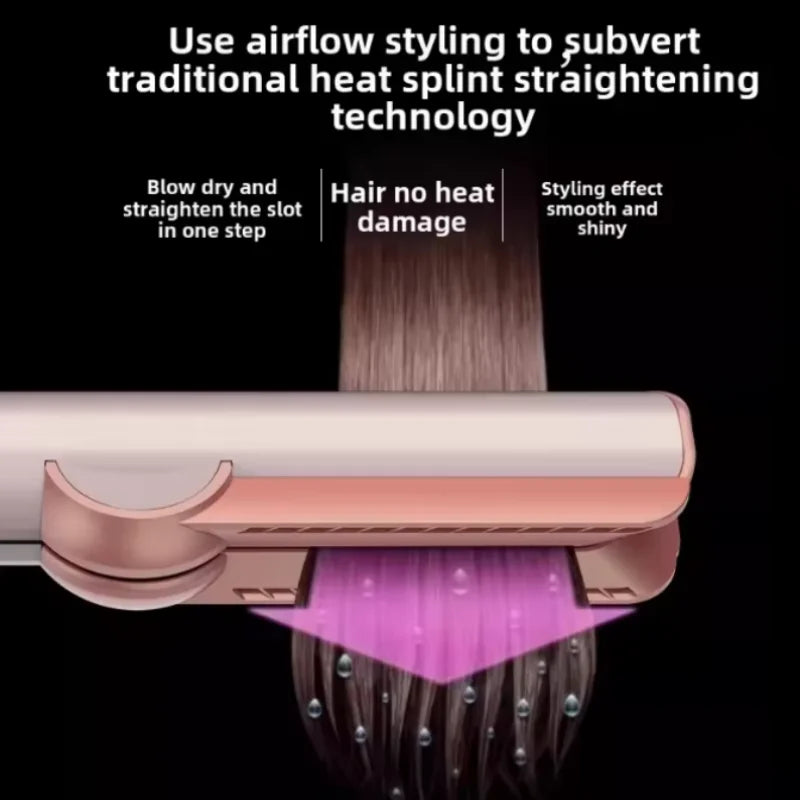 Professional 2-in-1 straight plate without damage to hair dry and wet hair straightener and hair dryer negative ion styling tool