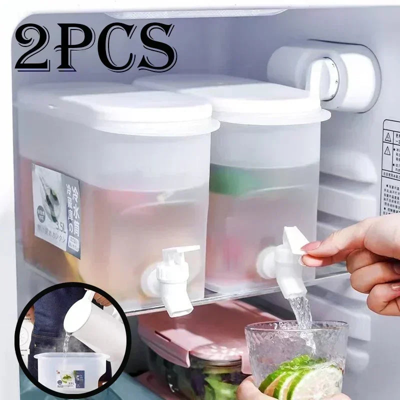 3.5L Large Water Dispenser Fridge Beverage Drink Dispenser Plastic Jug with Spigot for Fridge Party Iced Drink