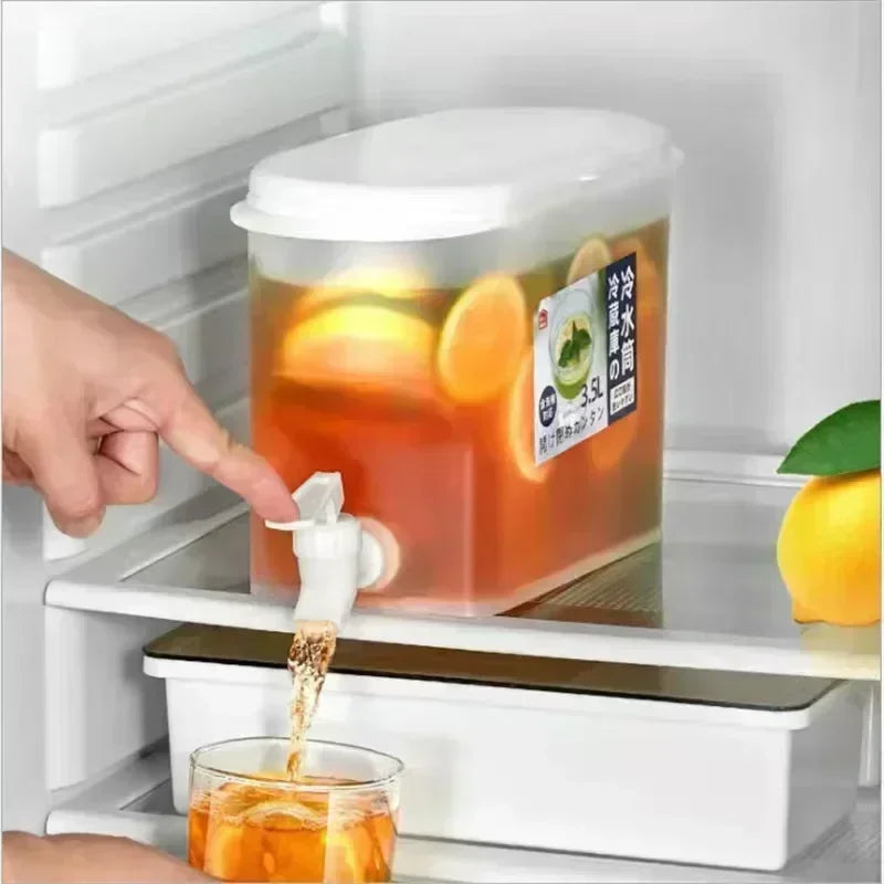 3.5L Large Water Dispenser Fridge Beverage Drink Dispenser Plastic Jug with Spigot for Fridge Party Iced Drink