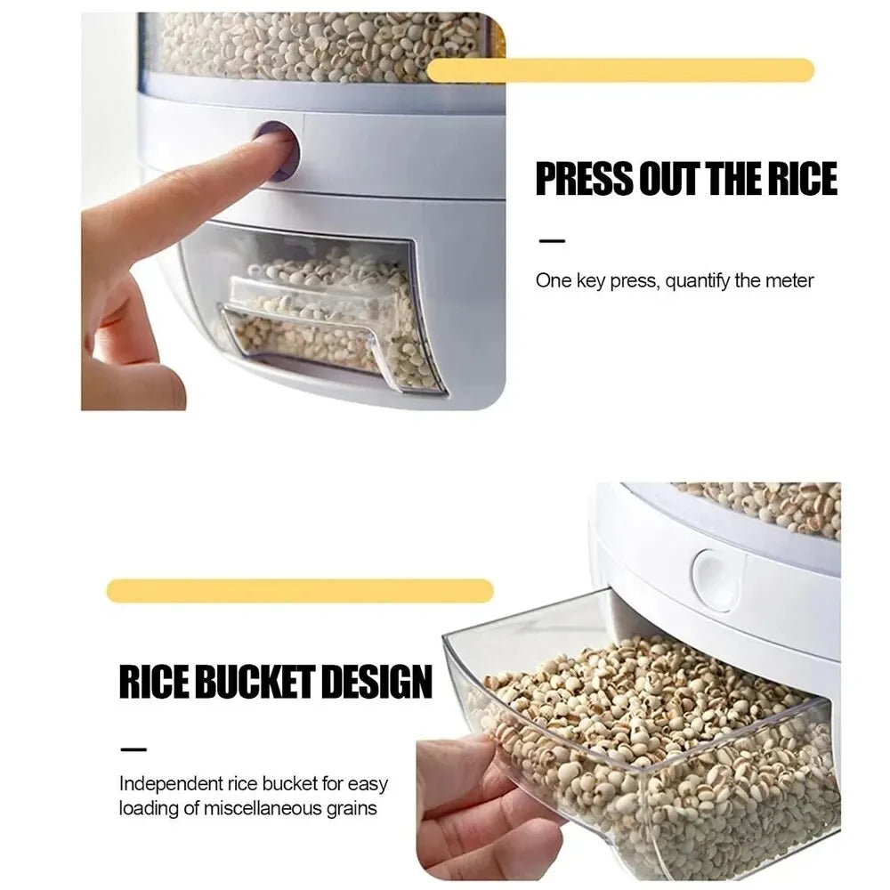 Kitchen Storage Box Rice Dispenser – Reusable Moisture-Proof Food Grade Plastic Storage Container for Rice & Grains