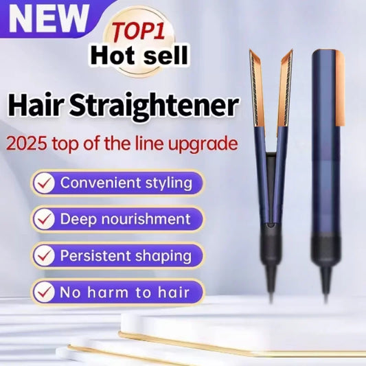 Professional 2-in-1 straight plate without damage to hair dry and wet hair straightener and hair dryer negative ion styling tool
